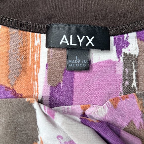 Alyx Blouse Top Women's Large Scoop Neck Multicolor Paint Streak Geometric - Picture 5 of 8